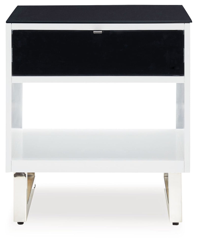 Gardoni - Rectangular End Table - White / Black