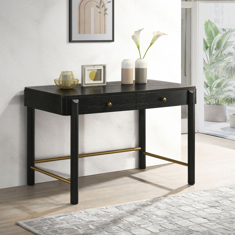 Anser - 2 Drawer Vanity Desk Makeup Table Rounded Design - Black
