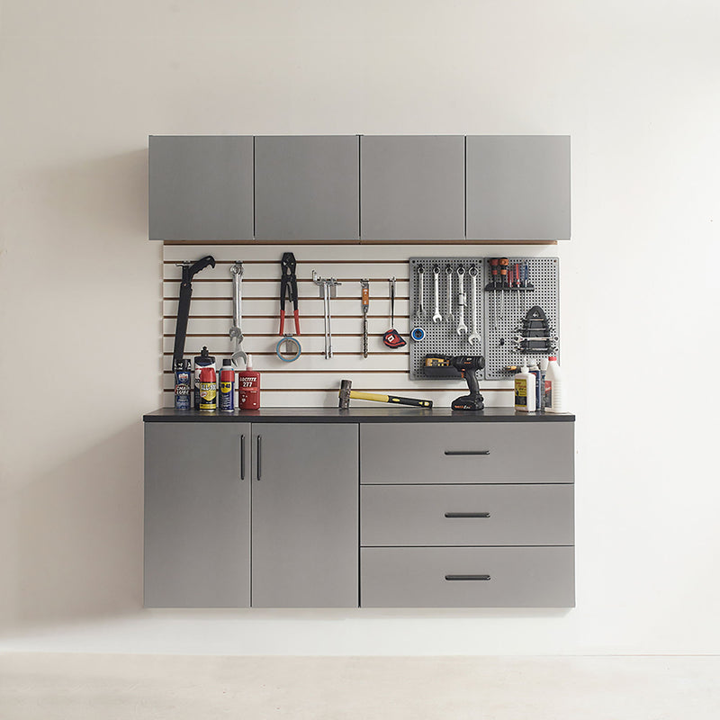 Astro Series - Wall Mounted Base, Drawer Storage Cabinet With Soft Closing Features - Metallic Gray