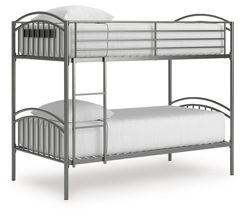 Lanceburg - 3 Pc. - Twin Over Twin Bunk Bed And 2 Mattresses - Gray