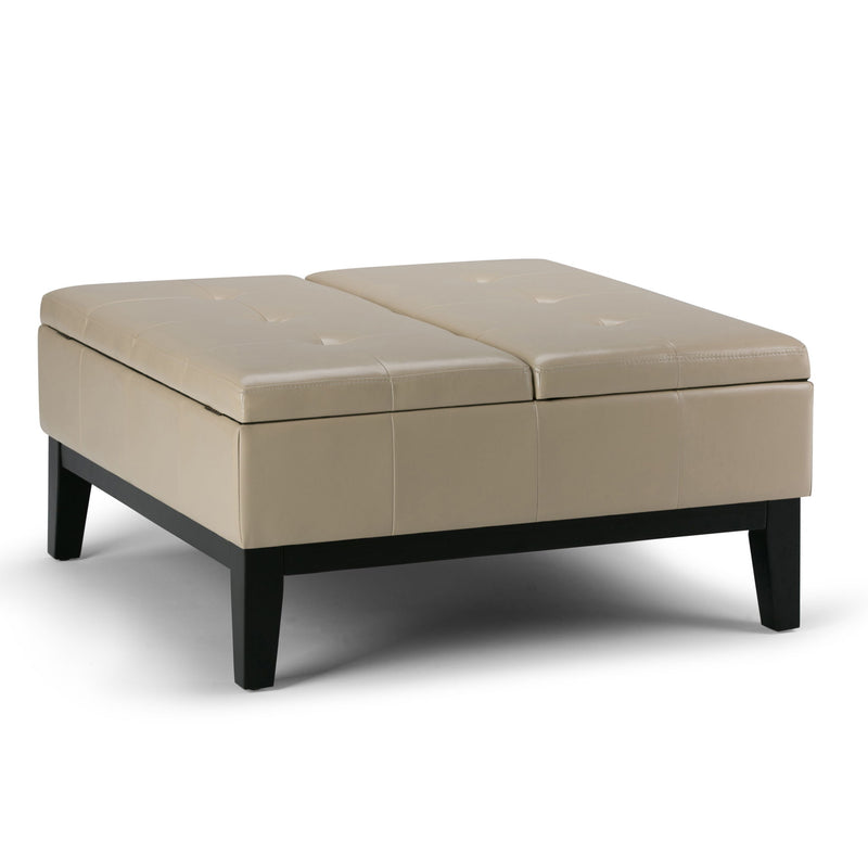 Dover - Square Coffee Table Storage Ottoman - Satin Cream