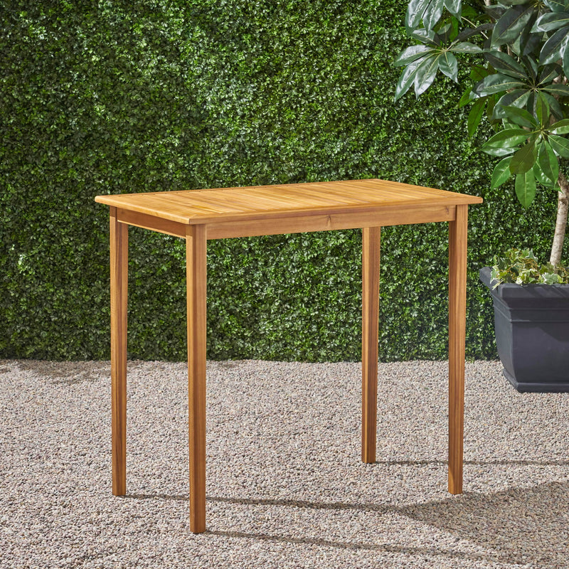 Outdoor Minimalist Acacia Wood Rectangle Bar Table