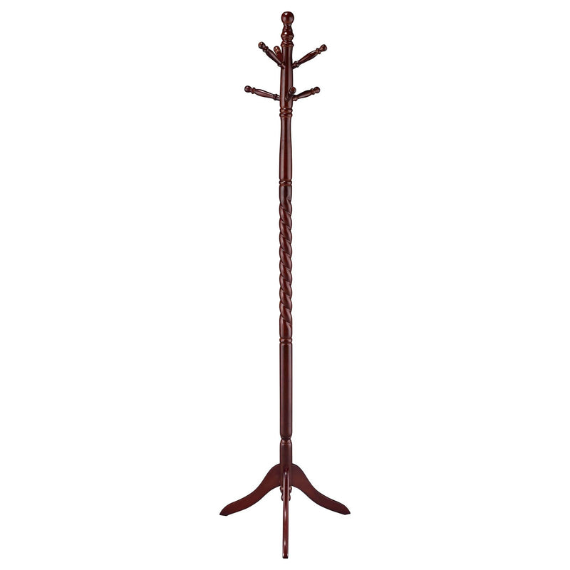 Coat Rack With Post Traditional Entryway Organizer With 6 Hooks - Brown