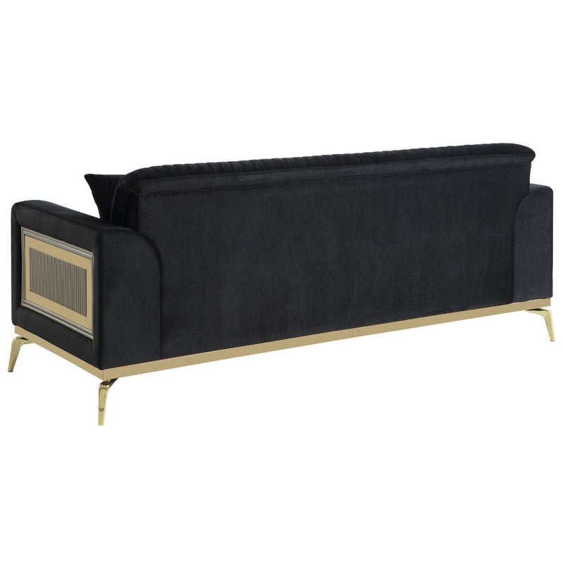 Antigua - Upholstered Sofa With Accents - Black / Gold