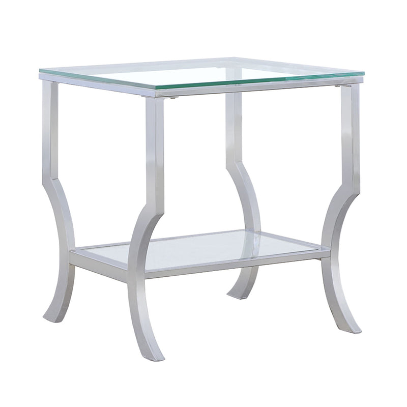 Porch & Den - Square Top End Table Elegance Glass - Chrome