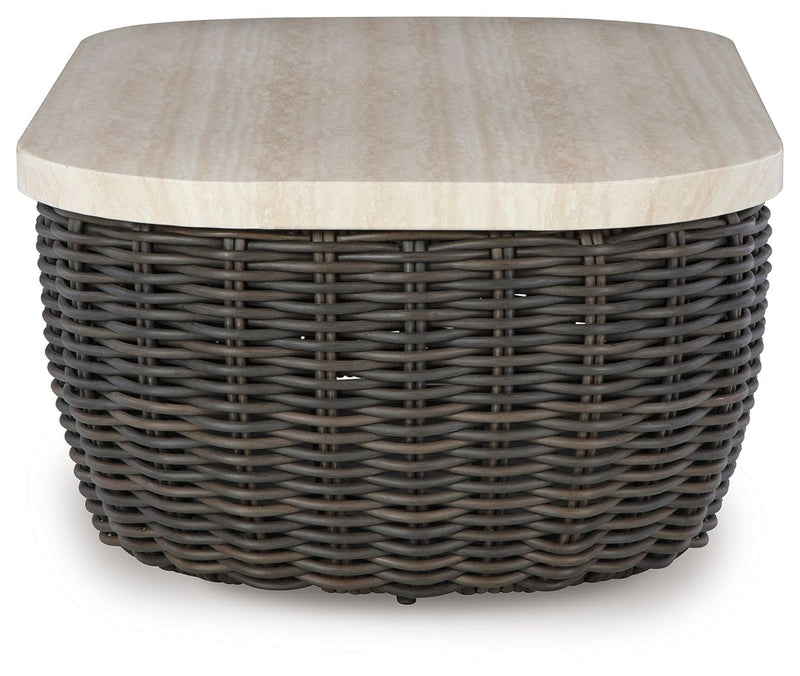 Kimora - Rectangular Cocktail Table - Beige / Dark Brown