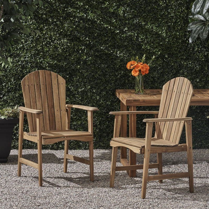 Outdoor Weather Resistant Acacia Wood Adirondack Dining Chairs (Set of 2)