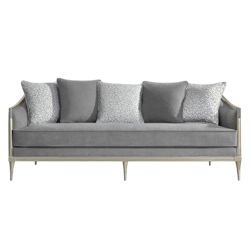 Fernando - Sofa With 5 Pillows - Champagne / Gray