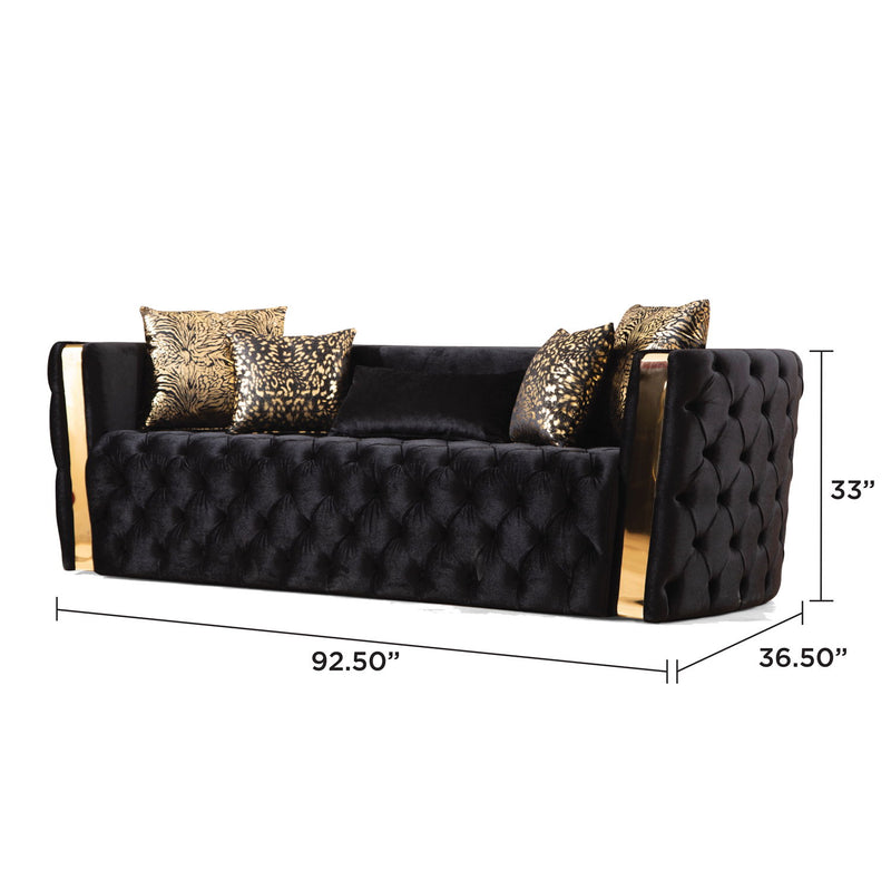 Naomi - Button Tufted Sofa - Black