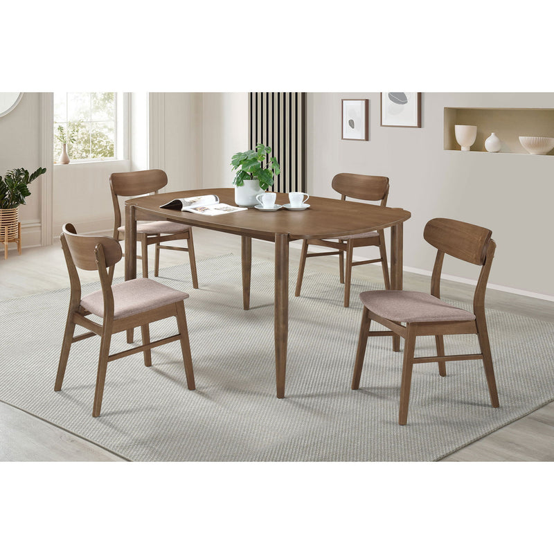 Whisten - Dining Set With Rounded Tabletop And Upholstered Chairs