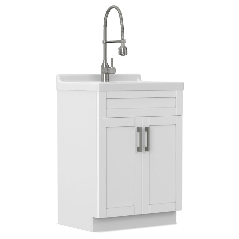 Hennessy - Deluxe Laundry Utility Sink And Cabinet - White
