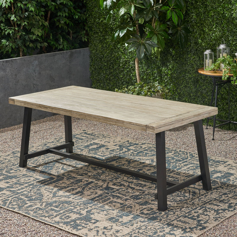 Equilibrium - Outdoor Dining Table With Wooden Frame And Slat Top