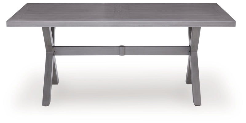 Half Moon Beach - Rectangular Dining Table With Umbrella Option - Gray