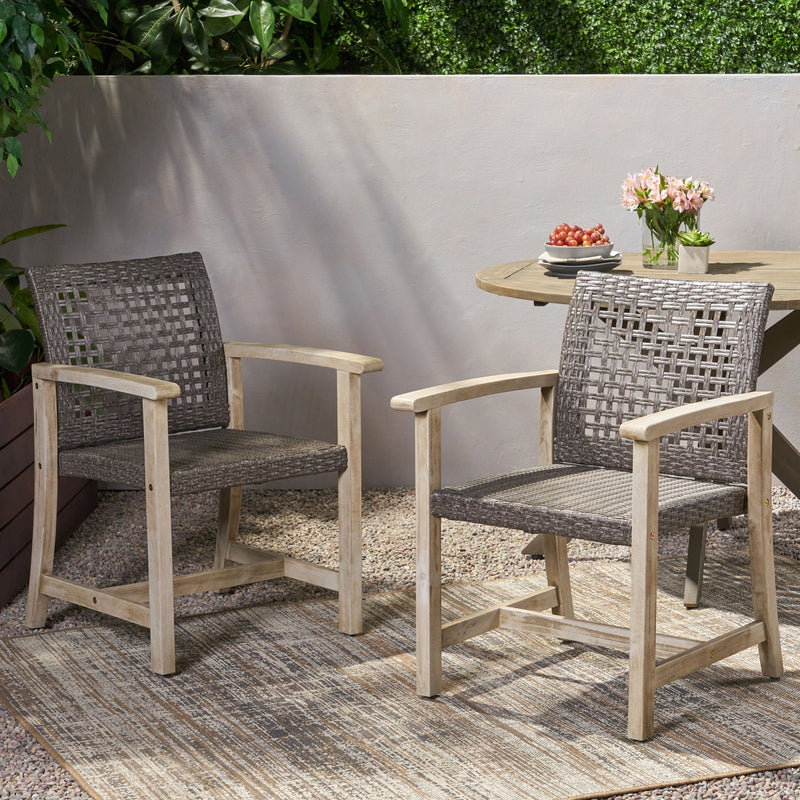 Outdoor Dining Chair Acacia Wood Frame (Set of 2)