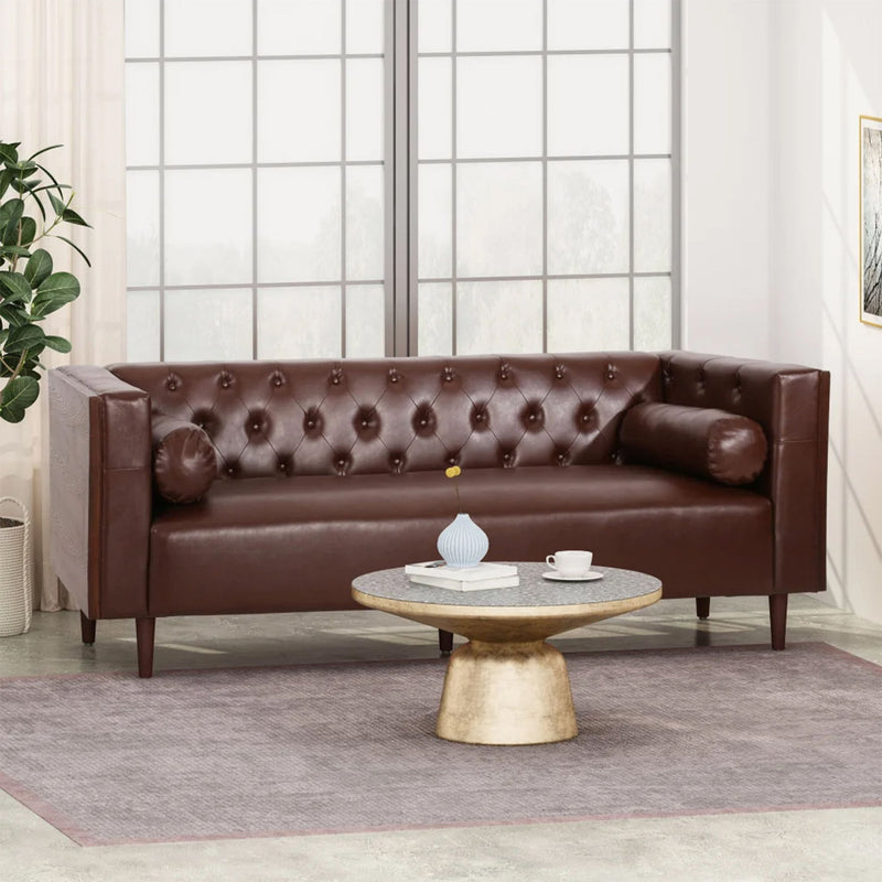 Contemporary 3 Seater Sofa With Tufted Design