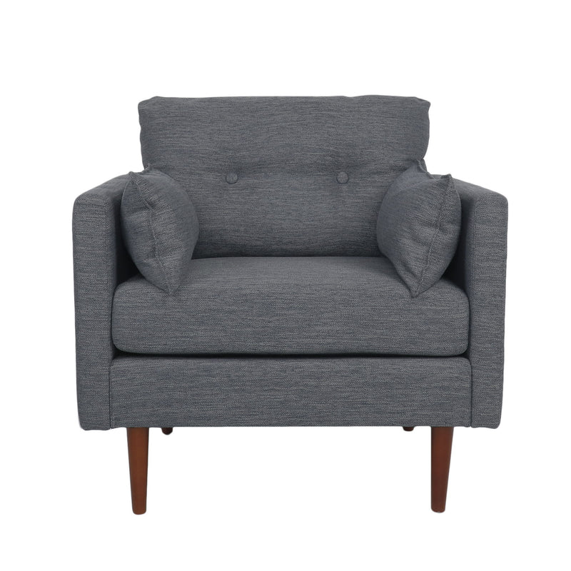 Enchantica - Upholstered Fabric Club Chair With Button Tufted And 2 Accent Pillows