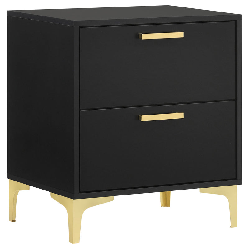 2 Drawer Rectangular Nightstand - Black
