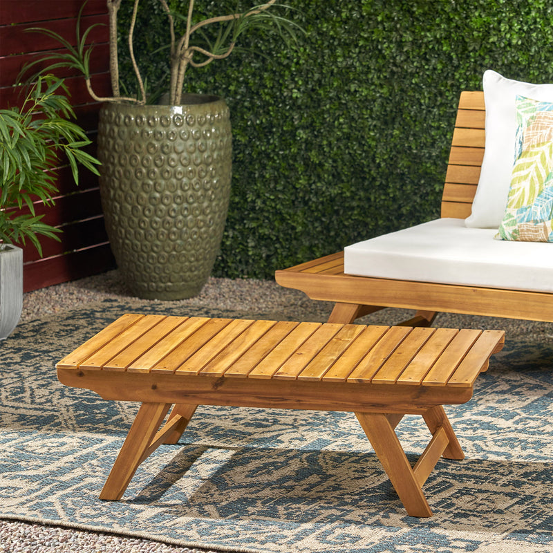 Outdoor Acacia Wood Coffee Table With Open Slat Design