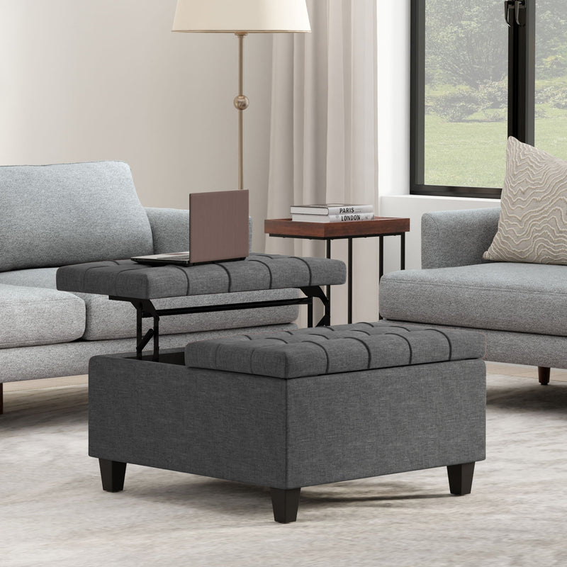 Harrison - Small Square Coffee Table Storage Ottoman - Gray