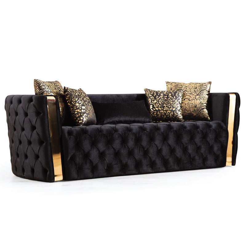 Naomi - Button Tufted Sofa - Black