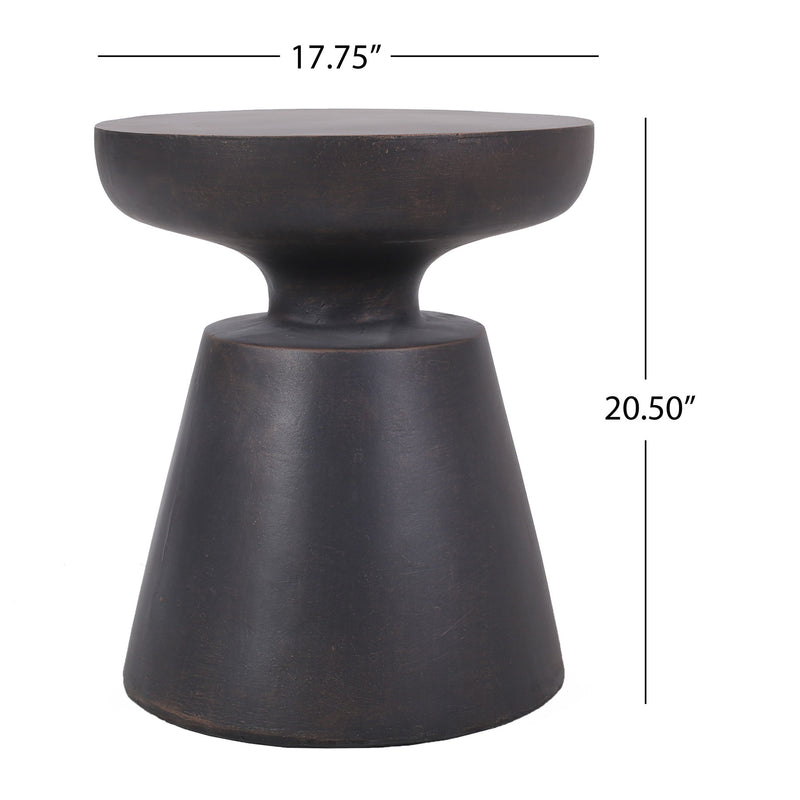 Outdoor Lightweight Concrete End Table With Half Sphere Top - Copper