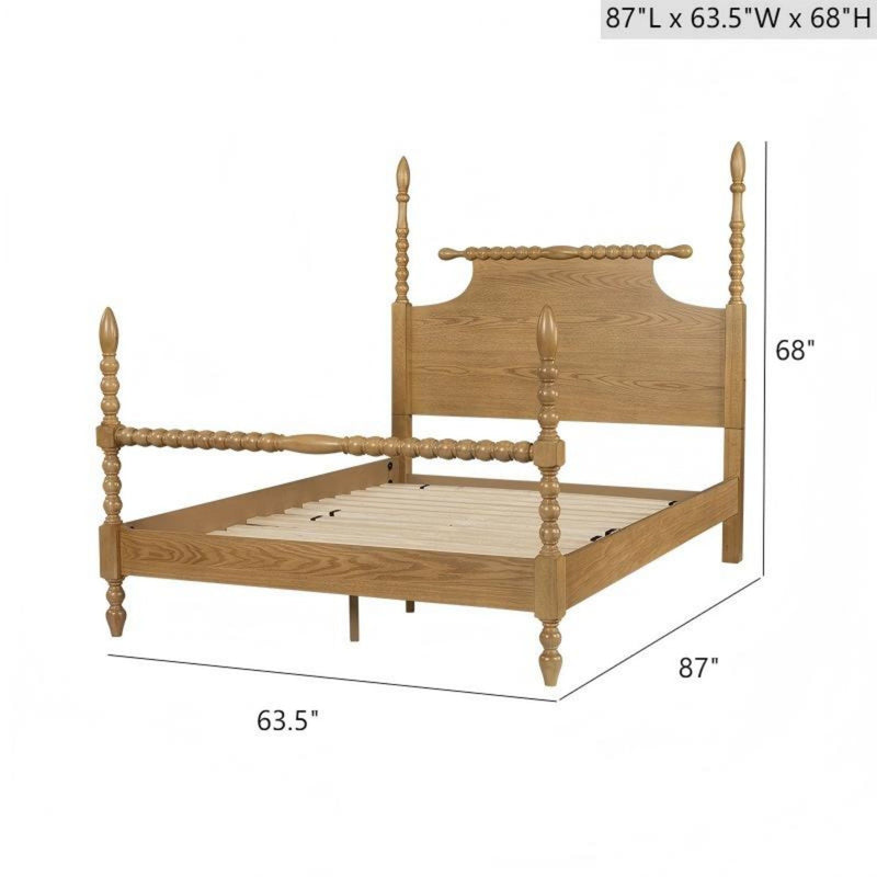 Queen Bed Turned Legs - Natural