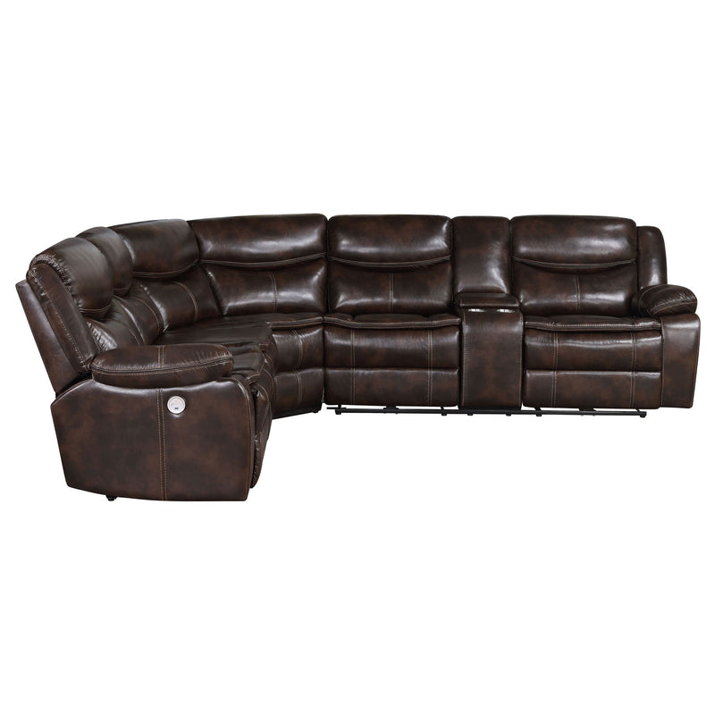 Mclean - Power Reclining Sectional Sofa With Storage Console - Dark Br ...