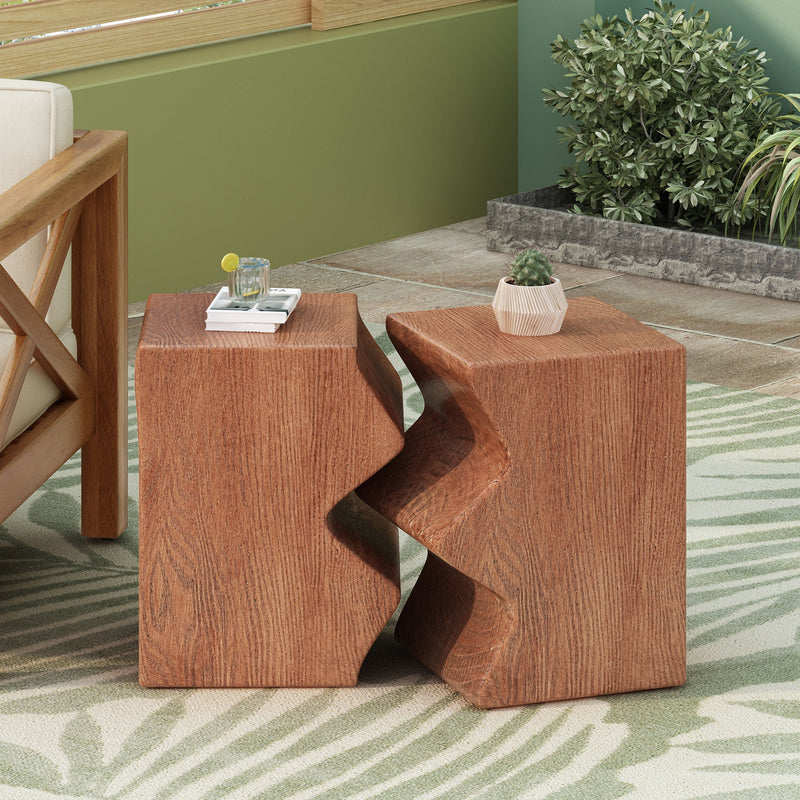 Rectangular Outdoor Indoor Accent Side Table (Set of 2)