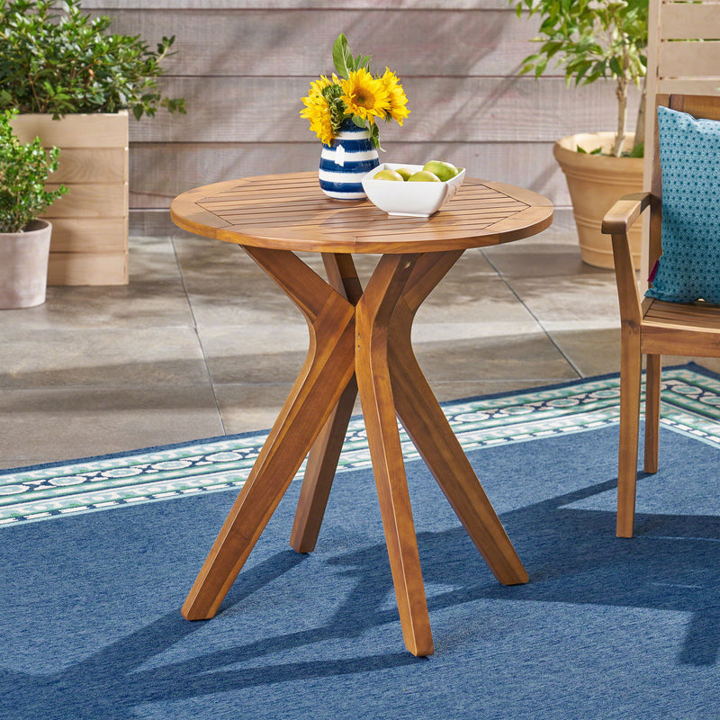 Stamford - Outdoor Bistro Table Acacia Wood X - Base - Teak