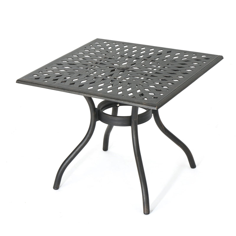Enchantia - Outdoor Square Dining Table With Weave Tabletop And Flared Legs - Copper
