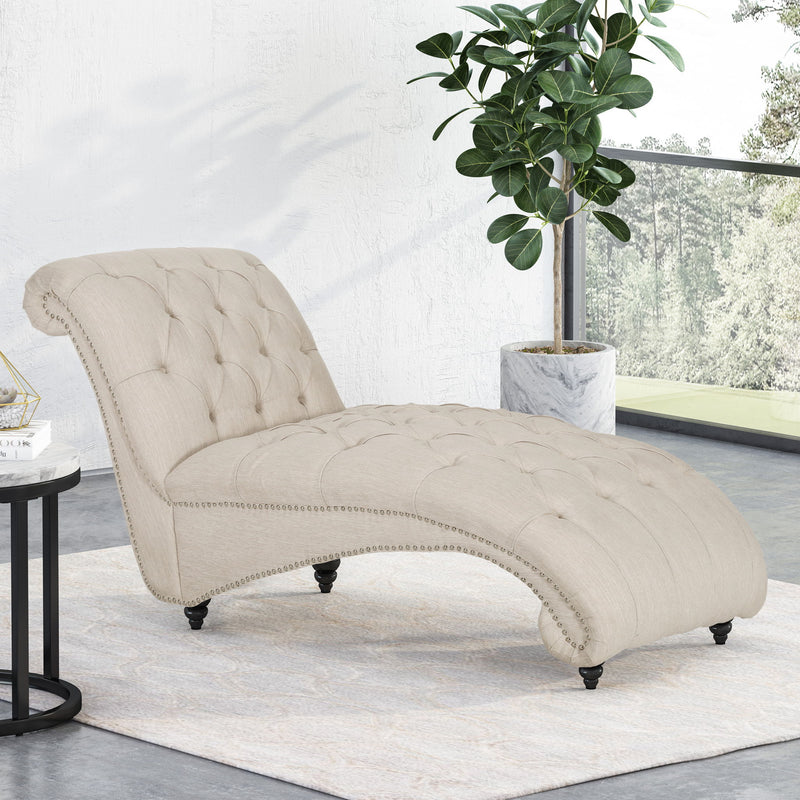 Chaise Lounge With Button Tufted Diamon Stitch