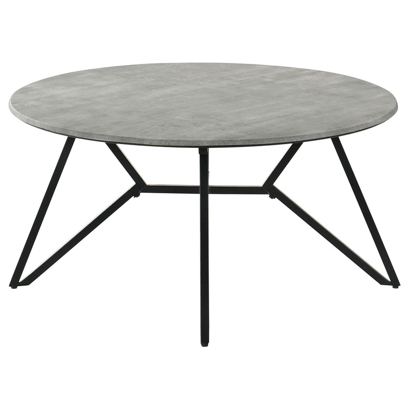 Travis - Round Top Coffee Table With Hairpin Legs - Gray / Black