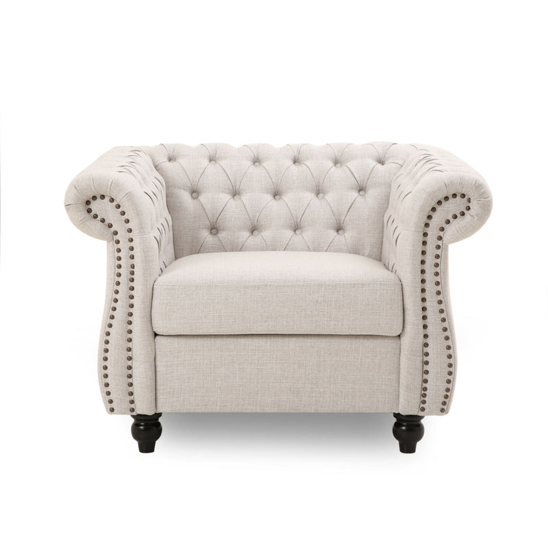 Nexuson - Upholstered Chesterfield Chair With Deep Tufted And Nailhead Trim
