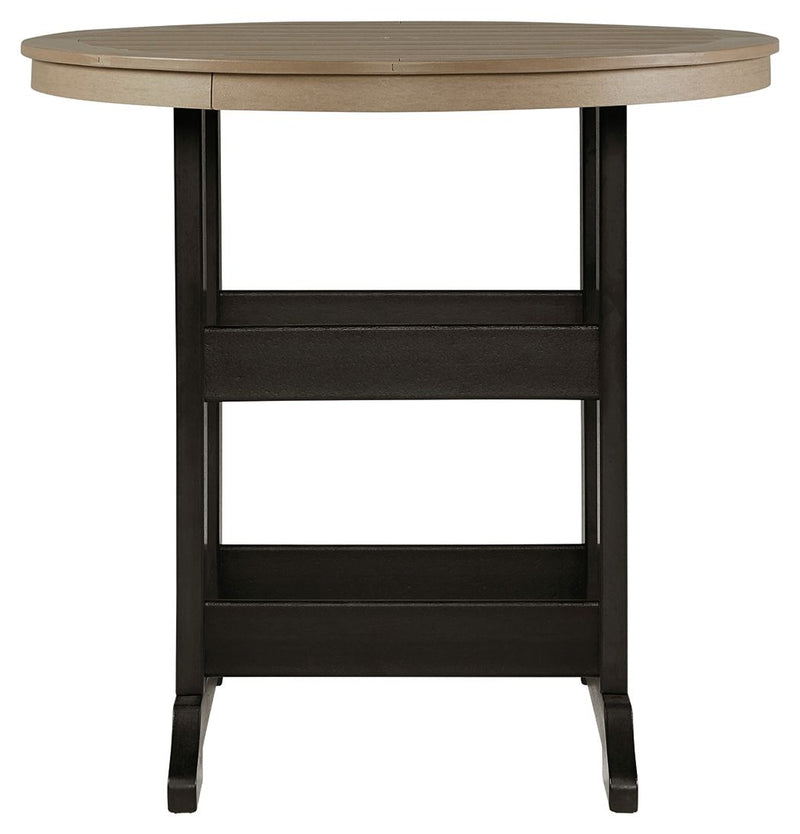 Fairen Trail - Round Bar Table w/Umb OPT - Black / Driftwood