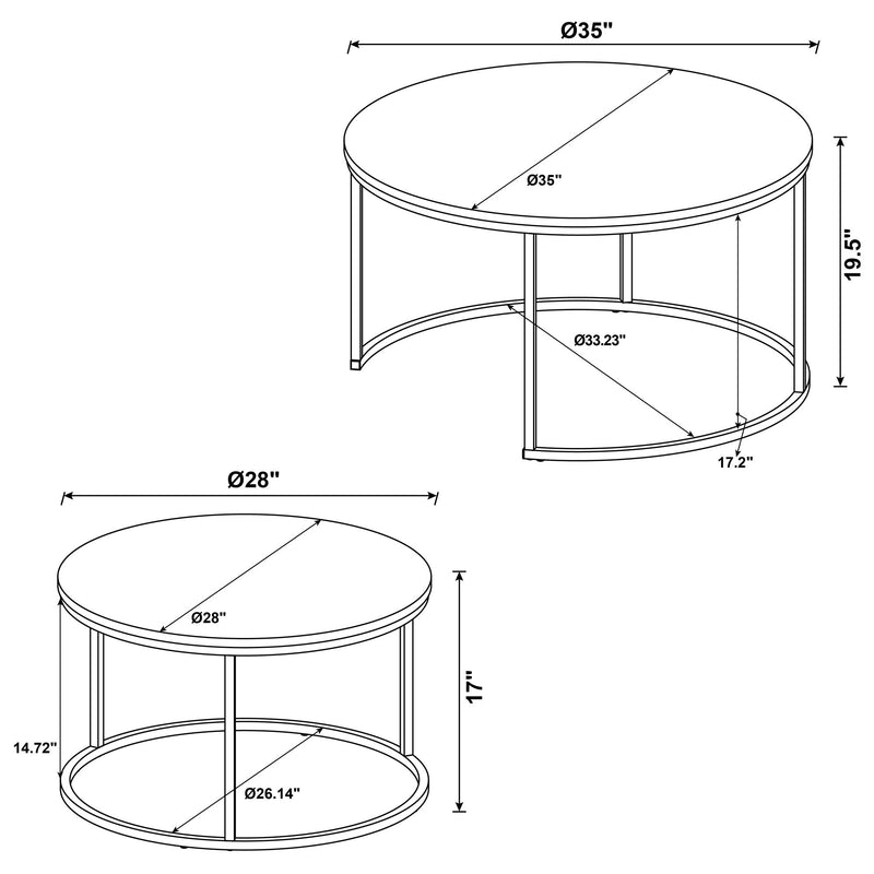 Hanover - 2 Piece Round Nesting Coffee Tables - Gray