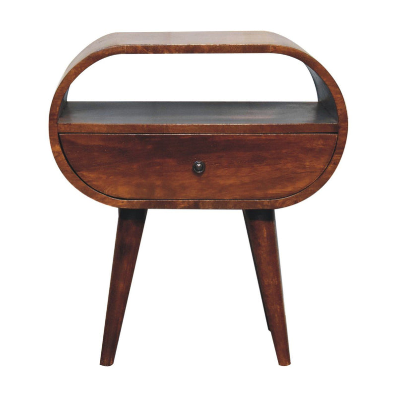 Large Chestnut Circular Bedside
