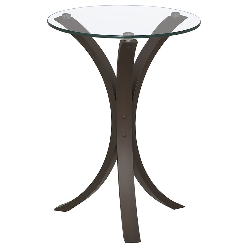 Helena - Round Glass Top Accent Side Table - Cappuccino
