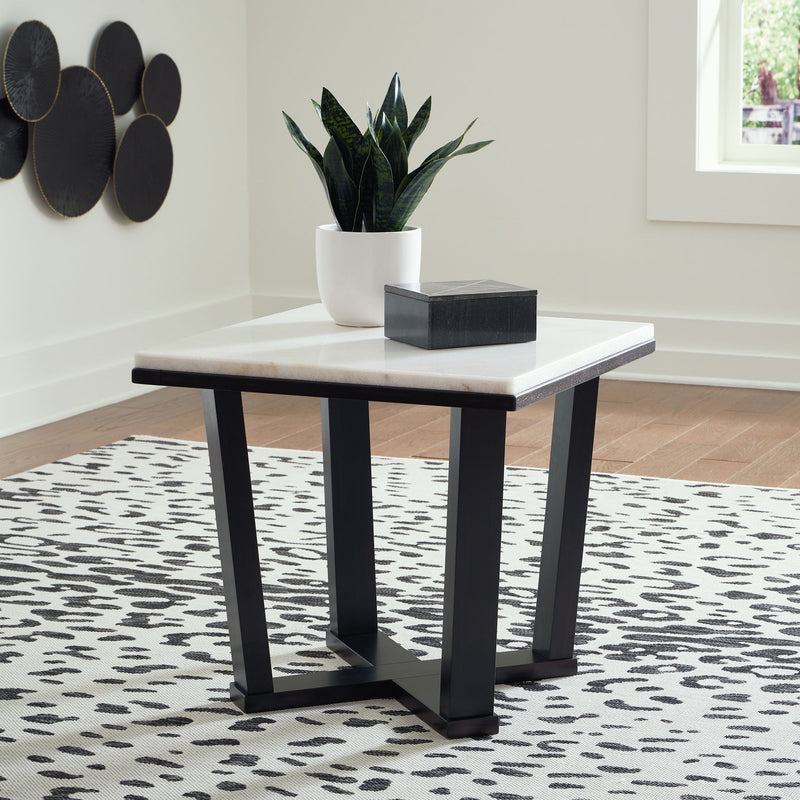 Fostead - Square End Table - White / Espresso