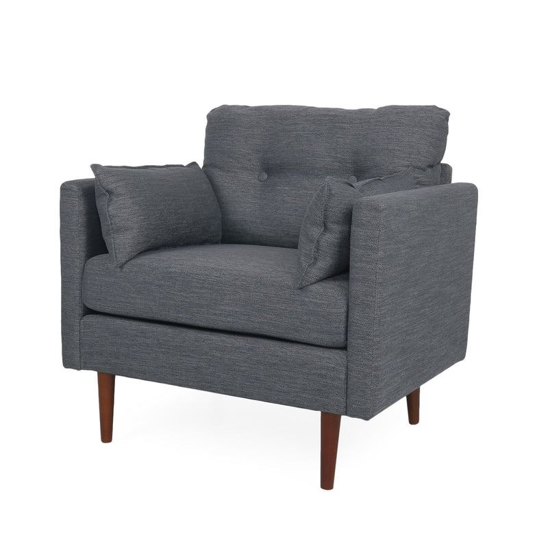 Enchantica - Upholstered Fabric Club Chair With Button Tufted And 2 Accent Pillows