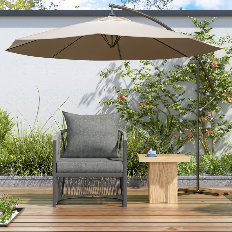 Modern Curved Aluminum Lounge Chair With Stylish Rope Weave Design And Cushioned Comfort For Outdoor