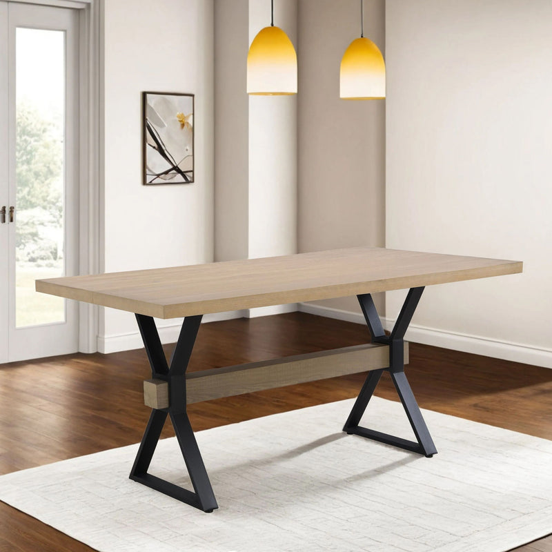 Elevated - Farmhouse Dining Table With X Shaped Legs - Light Ash
