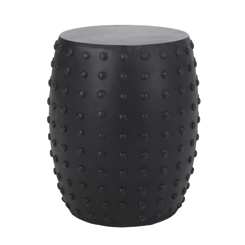 Outdoor End Table With Outstanding Studded Design - Matte Black