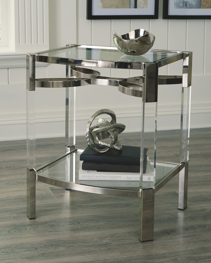 Chaseton - Accent Table - Clear / Silver Finish