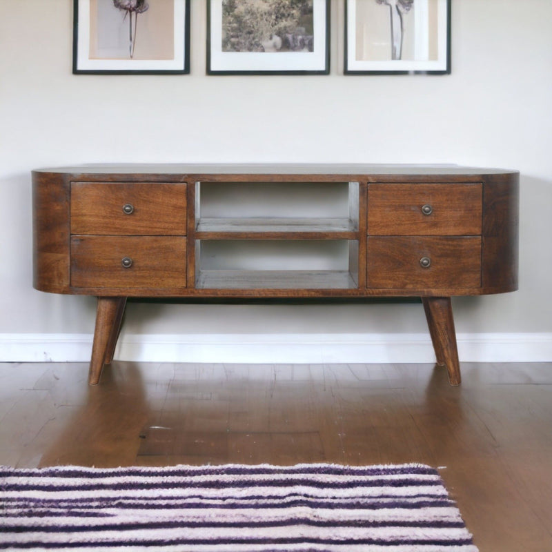 Solid Wood Rounded Entertainment Unit