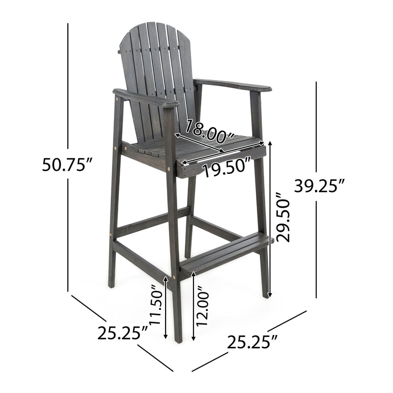 Outdoor Acacia Wood Adirondack Barstools (Set of 2)