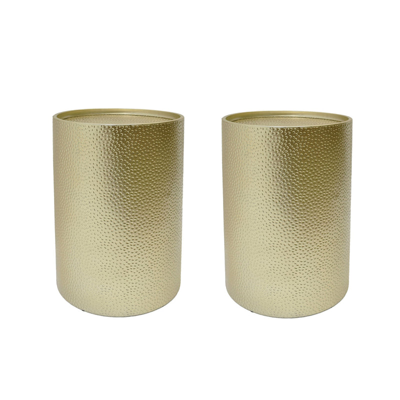 Modern Round Accent Table With Hammered Surface