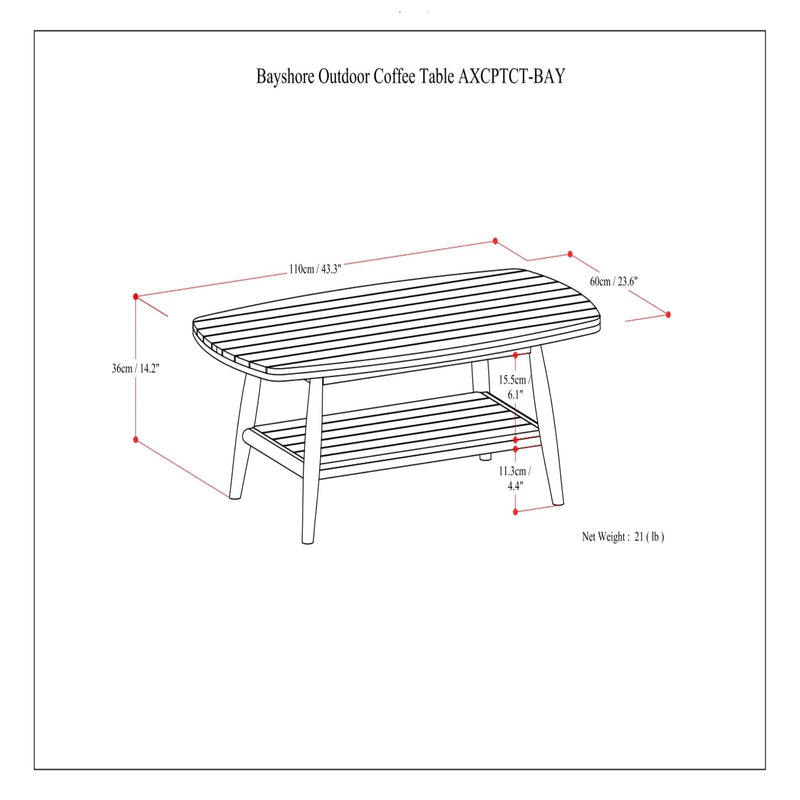 Bayshore - Outdoor Coffee Table - Light Teak