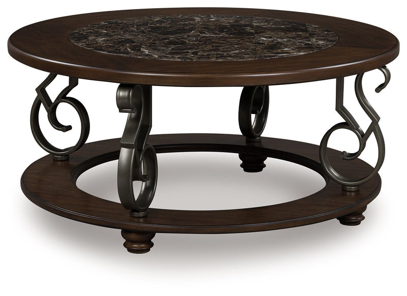 Frallyn - Round Cocktail Table - Dark Brown