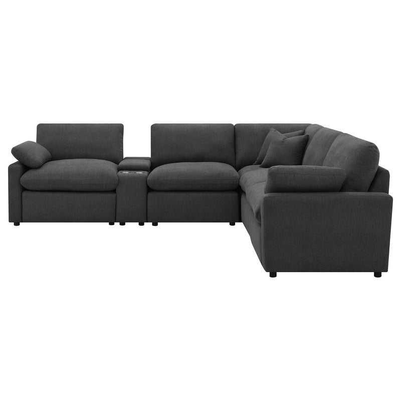Hollander - 6 Piece Modular Power Reclining Sectional - Dark Gray
